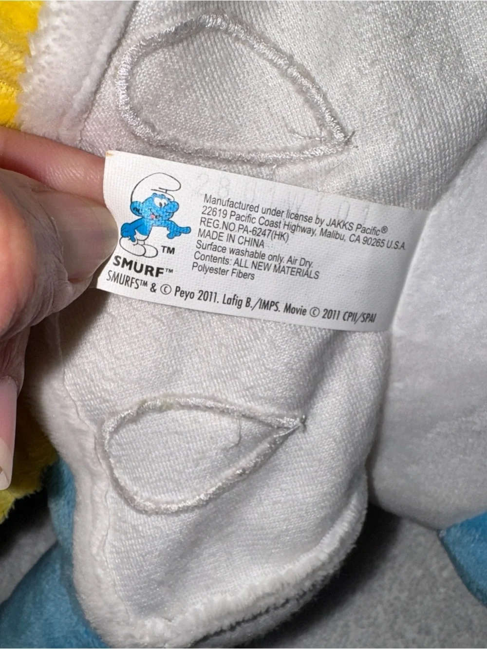 Blue and Yellow Plush Smurf-Inspired Doll - Soft Kids Stuffed Animal